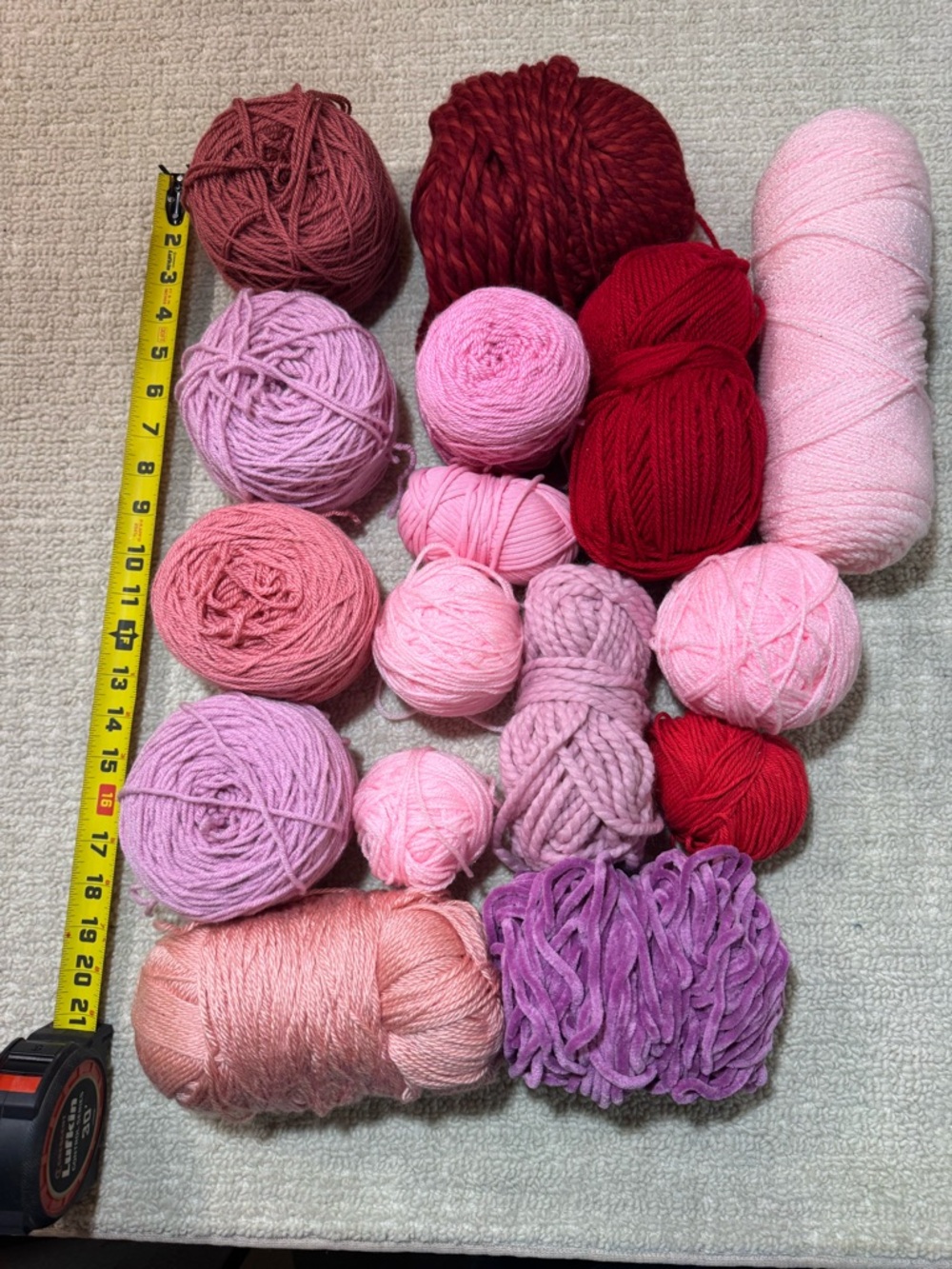 3 lb Unlabeled Yarn Lot: Shades Of Pink and Red For Crochet, Knitting, Crafts